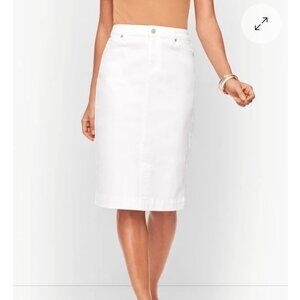 Talbots White Denim Midi Pencil Skirt Size 16 NWOT